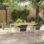 Ensemble de salle a manger de jardin 7 pi�ces en teck massif vidaxl, table de salle a manger ext�rieure ...