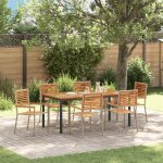 Ensemble de salle a manger de jardin de 7 pièces vidaxl en poly rattan beige et acacia, chaises de jardin ... Ensemble de salle a manger de jardin de 7 pièces vidaxl en poly rattan beige et acacia, chaises de jardin ...