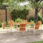 Ensemble salle a manger jardin 7 pièces vidaxl en teck massif, table a manger extérieur vidaxl 150x90x75 ... Ensemble salle a manger jardin 7 pièces vidaxl en teck massif, table a manger extérieur vidaxl 150x90x75 ...