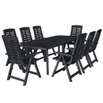 Ensemble de salle a manger de jardin 9 pcs plastique anthracite vidaxl vidaxl