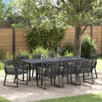 Ensemble de salle a manger de jardin 9 pièces noir poly rattan vidaxl, table de jardin extensible anthracite ... Ensemble de salle a manger de jardin 9 pièces noir poly rattan vidaxl, table de jardin extensible anthracite ...