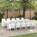 Ensemble de salle a manger de jardin vidaxl 11 pi�ces blanc en poly rattan, table de jardin vidaxl blanche ...