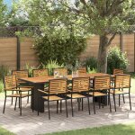 Ensemble de salle a manger de jardin vidaxl 11 pièces noir poly rattan acacia, chaises de jardin empilables ... Ensemble de salle a manger de jardin vidaxl 11 pièces noir poly rattan acacia, chaises de jardin empilables ...