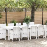 Ensemble de salle a manger de jardin vidaxl de 13 pi�ces avec coussins en poly rattan blanc, table de ...