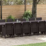 Ensemble salle a manger jardin vidaxl 17 pi�ces avec coussins marron poly rotin, table jardin vidaxl ...