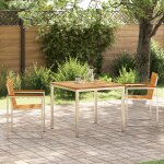 Ensemble de salle a manger de jardin vidaxl 3 pi�ces en bois massif d'acacia, table de salle a manger ...