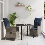 Ensemble de salle a manger de jardin vidaxl 3 pièces avec coussins en rattan poly gris, table de jardin ... Ensemble de salle a manger de jardin vidaxl 3 pièces avec coussins en rattan poly gris, table de jardin ...