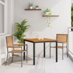 Ensemble de salle a manger de jardin vidaxl 3 pi�ces en poly rattan gris et bois d'acacia, chaises de ...