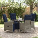 Ensemble de salle a manger de jardin vidaxl 5 pi�ces avec coussins gris poly rattan, table de jardin ...