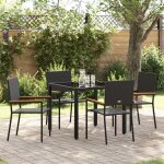 Ensemble de salle a manger de jardin vidaxl en 5 pices en poly rattan noir, chaises de jardin empilables ...