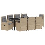 Ensemble de salle a manger de jardin vidaxl 9 pi�ces en rotin beige, table de jardin vidaxl noire 200x80x73 ...