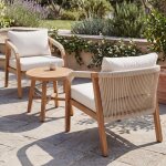 Ensemble de salon en aluminium hwc - p82, salon de jardin, ensemble pour balcon (chaise et table), tissu ...