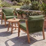 Ensemble de salon en aluminium hwc - p82, salon de jardin pour balcon (chaise et table), tissu (220 g ...