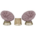 Ensemble salon de jardin 2 fauteuils papasan table basse coussins