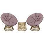 Ensemble salon de jardin 2 fauteuils papasan table basse coussins