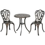 Ensemble salon de jardin 2 places avec table ronde style r�tro fonte alu effet bronze antique