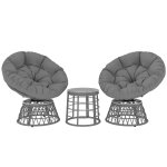 Ensemble salon de jardin 3 pcs - 2 fauteuils papasan, table basse - 2 grands coussins inclus - rsine ...