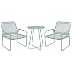 Ensemble salon de jardin 3 pcs 2 fauteuils et table ronde vert