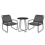 Ensemble salon jardin 3 pi�ces 2 fauteuils lounge et table ronde gris