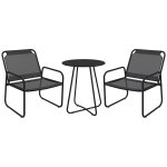 Ensemble salon jardin 3 pi�ces 2 fauteuils lounge et table ronde gris