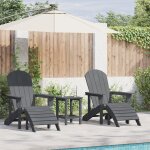 Ensemble de salon de jardin 3 pi�ces vidaxl gris clair hdpe, chaise adirondack avec repose - pieds vidaxl ...