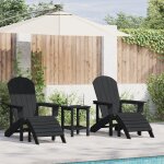 Ensemble de salon de jardin 3 pi�ces vidaxl noir hdpe, chaise adirondack vidaxl avec repose - pieds noir ...