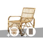 Ensemble salon de jardin bohme en rotin, fauteuil + table basse + tapis alexandrie - jardiline