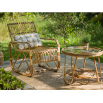 Ensemble salon de jardin boh�me en rotin, fauteuil + table basse + tapis marrakech - jardiline
