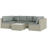 Ensemble salon de jardin modulable 6 personnes avec table basse r�sine tress�e effet rotin gris