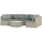 Ensemble salon de jardin modulable 6 personnes avec table basse r�sine tress�e effet rotin gris