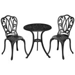 Ensemble salon de jardin style r�tro 2 places 3 pi�ces fonte alu noir