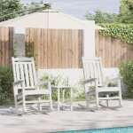 Ensemble de salon de jardin vidaxl 3 pi�ces blanc hdpe, chaise a bascule jardin vidaxl blanche 70x92x108 ...