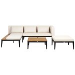 Ensemble de salon avec table bracciano bois d'acacia certifi beige clair