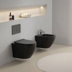 Ensemble de sanitaires suspendus noir mat avec si�ge de toilette folk
