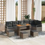 Ensemble de sofa de jardin 10 pi�ces vidaxl avec coussins gris poly rattan acacia, sofa de jardin 2 places ...