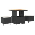 Ensemble de sofa de jardin 10 pi�ces vidaxl avec coussins en poly rotin noir et acacia, ensemble de repas ...