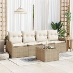 Ensemble de sofa de jardin 5 pices avec coussins rotin synthtique beige, sofa de jardin 2 places avec ...