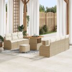 Ensemble de sofa de jardin vidaxl 10 pi�ces avec coussins beige poly rattan acacia, sofa de jardin 2 ...