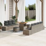 Ensemble de sofa de jardin vidaxl 10 pi�ces avec coussins gris poly rotin acacia, sofa de jardin vidaxl ...