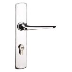Poign�es sur plaques bec - de - cane - zamak chrom� - riv bloc vachette