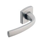 Poign�es sur rosaces carr�es - aluminium chrom� velours - muze vachette
