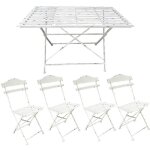 Ensemble table 4 chaises fer blanc 120x63x75cm