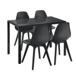 Ensemble de table et 4 chaises table de salle a manger avec 4 chaises mtal bois plastique verre noir ...