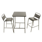 Ensemble table de bar et 2 chaises hautes d'ext�rieur gris fonc� bergame