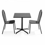 Ensemble table carre de jardin et 2 chaises bistrot gris