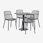 Ensemble table carr�e mizzi 70x70 cm et 4 chaises de jardin maeba gris graphite