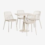 Ensemble table carr�e mizzi 70x70 cm et 4 chaises de jardin maeba tapioca beige