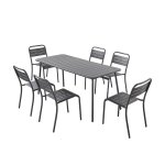 Ensemble table et chaises 6 personnes gris fonc� bergame