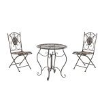 Ensemble table et chaises de jardin en mtal bronze