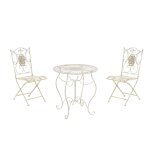 Ensemble table et chaises de jardin en mtal crme antique